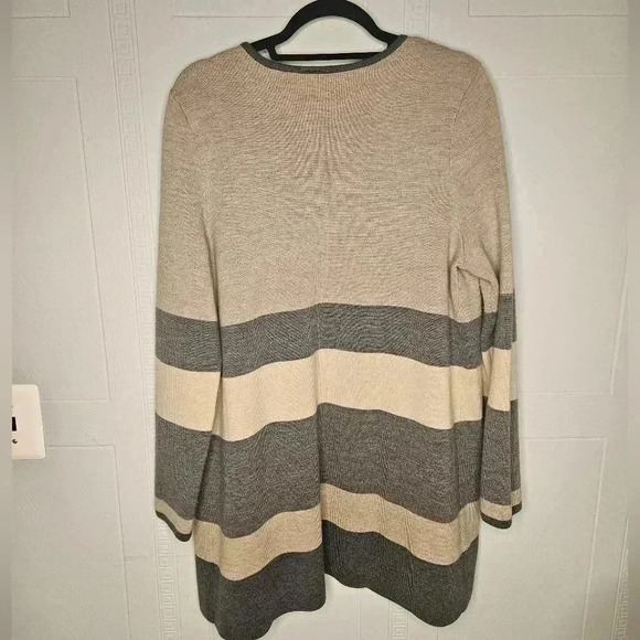 Talbots Womens Plus Gray Beige Wool Open Front Cardigan Size 1X EUC - Picture 2 of 12